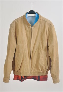 Vintage 90s suede leather bomber jacket