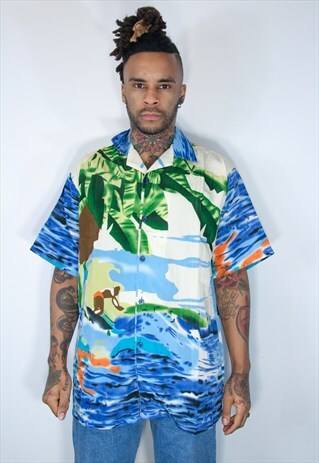 VINTAGE HAWAIIAN CRAZY PATTERNED SHIRT