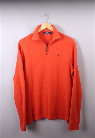 VINTAGE MENS ORANGE RALPH LAUREN QUARTER ZIP JUMPER