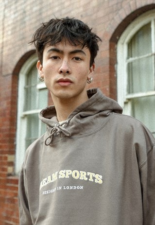 HOODIE IN MOCHA BROWN WITH DREAM SPORTS EMBROIDERY