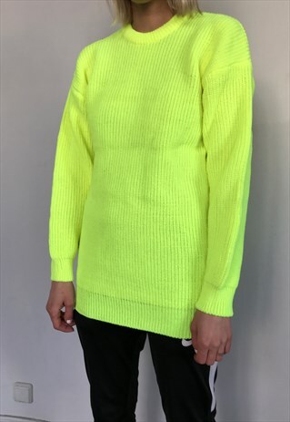 VINTAGE 90' COOL CRAZY UNISEX NEON YELLOW JUMPER