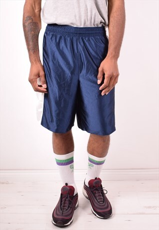 NIKE MENS VINTAGE REVERSIBLE SHORTS MEDIUM NAVY BLUE 90S