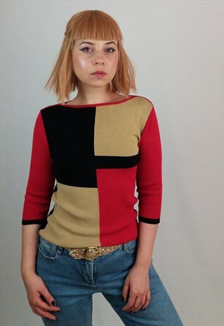VINTAGE 90'S GRAPHIC PRINT 3/4 SLEEVES TOP
