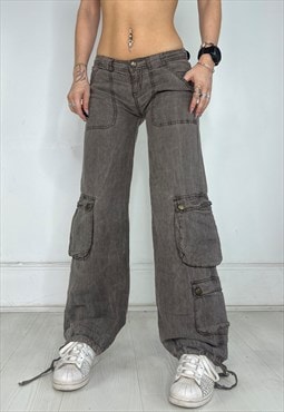 Vintage Y2k Cargo Pants Trousers Lighweight Low Rise Grunge