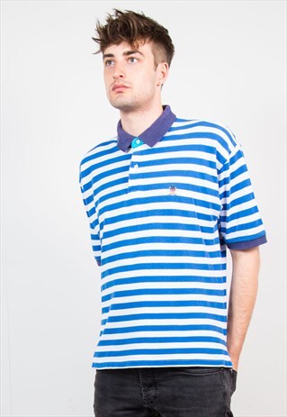 TOMMY HILFIGER BLUE STRIPE POLO T-SHIRT