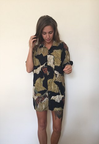CRAZY PATTERNED VINTAGE RETRO FESTIVAL OVERSIZED SHIRT