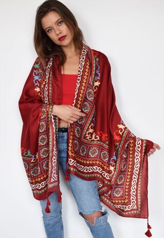 BOHEMIAN RED SCARF