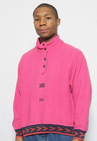 VINTAGE 1/4 BUTTON FLEECE PINK