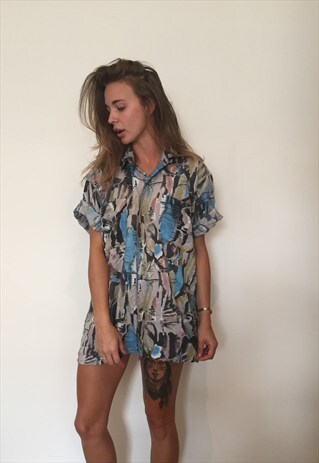 CRAZY PATTERNED VINTAGE RETRO FESTIVAL OVERSIZED SHIRT