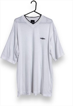 Vintage Umbro T Shirt White 90s V Neck XXL