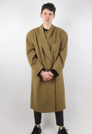 VINTAGE 90'S BROWN WOOL LONG JACKET