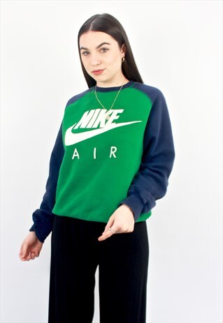 90'S RETRO GREEN & BLUE SPELL-OUT SWEATSHIRT