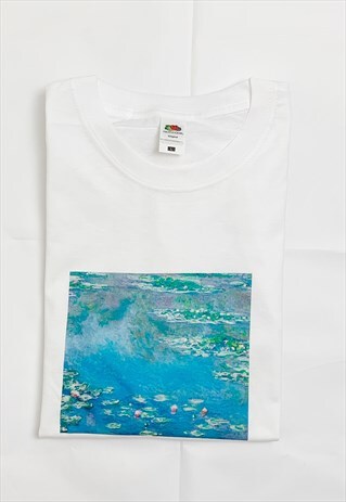 MONET WATER LILIES FAMOUS VINTAGE ART CANVAS T-SHIRT