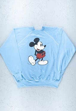 70s Rare Disney Blue Mickey Mouse Sweatshirt - B2344