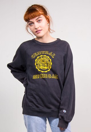 VINTAGE 90'S BLACK CENTRAL MICHIGAN CHAMPION SWEATSHIRT