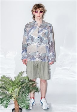 Vintage Y2K abstract print vacation shirt in pastel tones