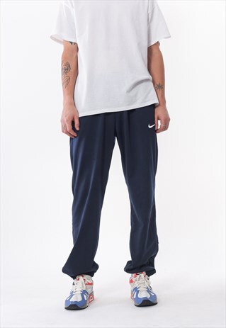 VINTAGE NIKE TRACKSUIT JOGGER PANTS NAVY BLUE NYLON