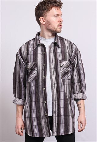 VINTAGE CORDUROY CORD STRIPED SHIRT