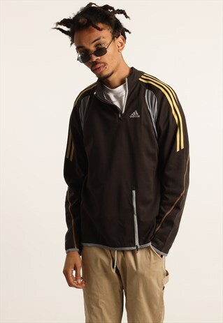 VINTAGE ADIDAS PRINT LOGO 1/4 ZIP SWEATSHIRT