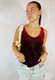 Y2K VELVET EMBELLISHED SIZE S TOP IN RED
