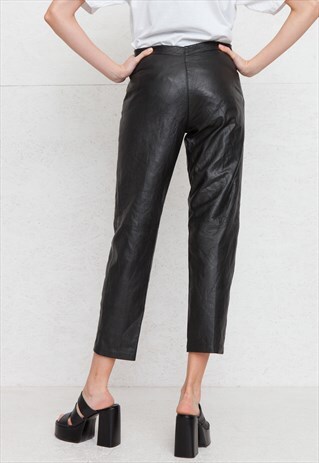 VINTAGE BLACK LEATHER TROUSERS BOTTOMS
