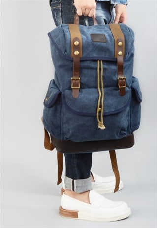EAZO CANVAS AND LEATHER BACKPACK