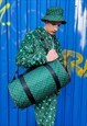 69 PRINT DUFFEL BAG RETRO LOGO SPORTS WEEKENDER BAG IN GREEN