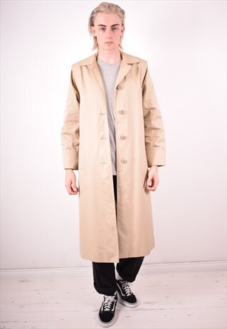 AQUASCUTUM MENS VINTAGE TRENCH COAT MEDIUM BEIGE 90S