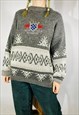 VINTAGE SIZE XL CHUNKY KNITTED JUMPER IN MULTI