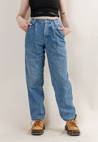 VINTAGE CARRERA HIGH WAIST STRAIGHT LEG WASHED DENIM JEANS