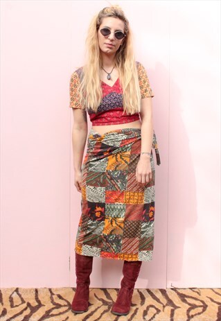 VINTAGE PATCHWORK PRINT MAXI SKIRT