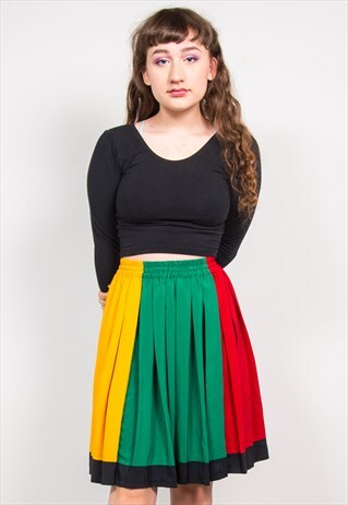 VINTAGE 90'S COLOUR BLOCK PLEATED HIGHWAIST SKIRT