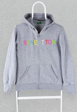 United Colors Of Benetton Grey Hoodie Spell Out Womens S