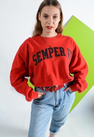 VINTAGE CROP TOP SWEATSHIRT IN RED