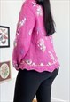 VINTAGE 90S PINK FLORAL KNITTED CARDIGAN 