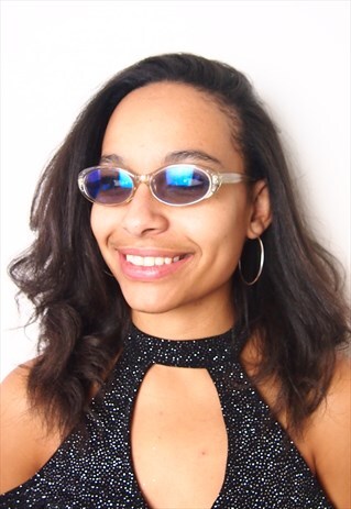 COLOURLESS FRAME BLACK BLUE TINT SUNGLASSES