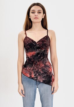 Asymmetrical Y2k Special Printed Top