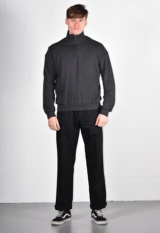 HUGO BOSS QUARTER ZIP EMBROIDERED LOGO SWEATSHIRT
