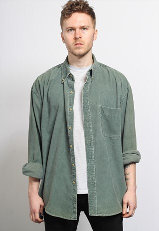 VINTAGE CORDUROY CORD SHIRT GREEN