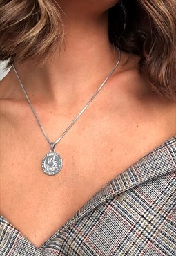 Women's 16" Saint Christopher Necklace Chain - Silver
