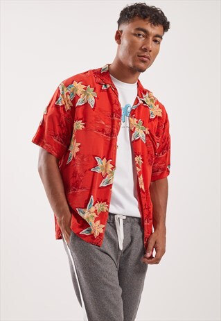 VINTAGE HAWAIIAN PATTERNED FESTIVAL SHORT SLEEVE SHIRT