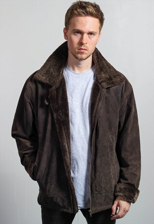 VINTAGE SUEDE FAUX FUR AVIATOR JACKET