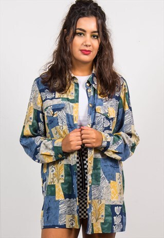 VINTAGE 90'S FLORAL PRINT OVERSIZE SHIRT BLOUSE
