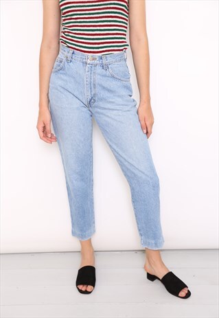 VINTAGE BLUE DENIM HIGH WAISTED MOM JEANS
