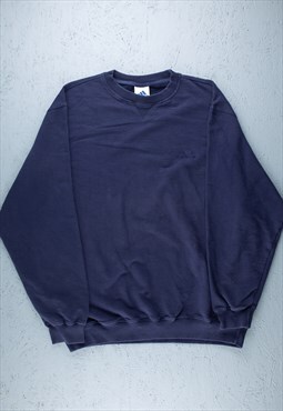 90s Adidas Blue Small Logo Embroidered Sweatshirt - B2381