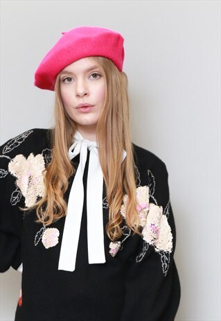 VINTAGE STYLE SOFT HOT PINK WOOL BERET