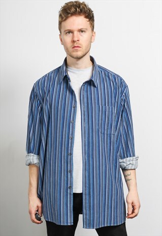 VINTAGE CORDUROY CORD STRIPED SHIRT