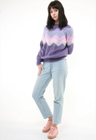 80S VINTAGE WOOL COZY PATTERN KNITWEAR JUMPER 450