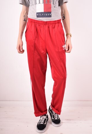 MENS VINTAGE TRACKSUIT TROUSERS LARGE RED 90S