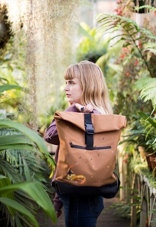 HAND PAINTED ANTEATER, ROLL TOP BACKPACK